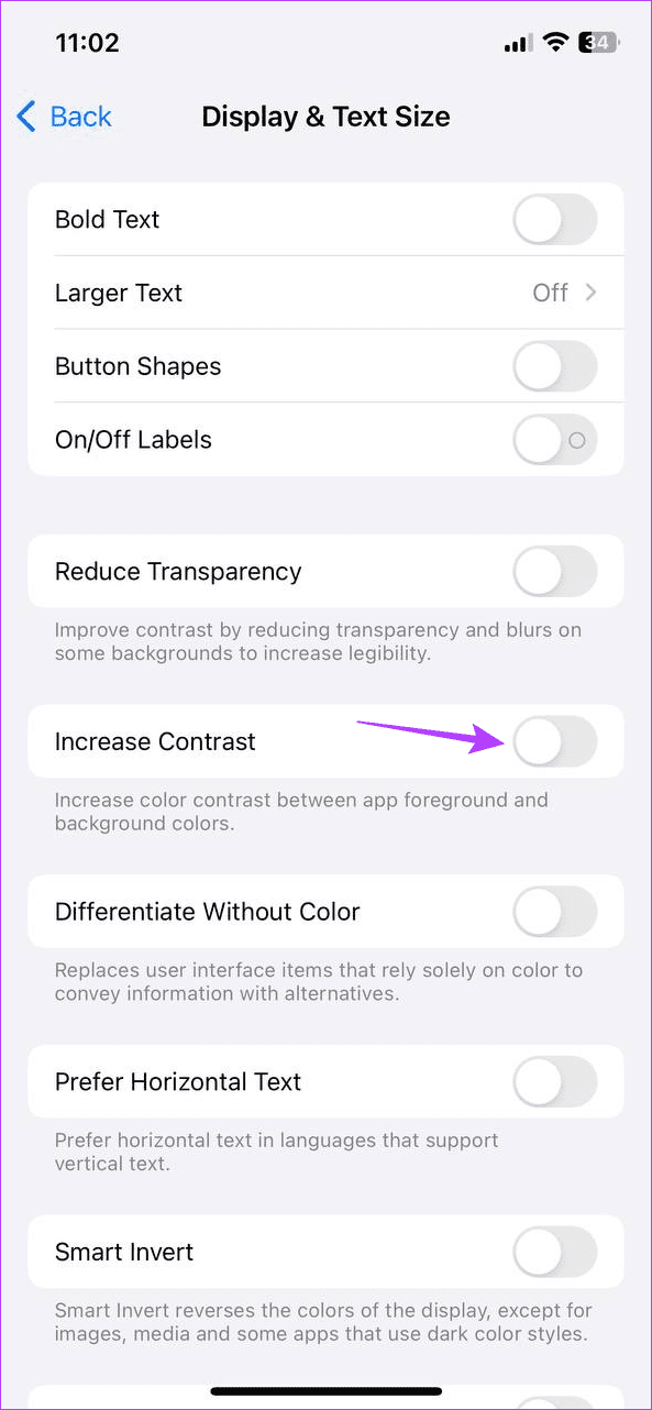 Turn off Contrast settings