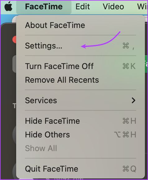 Select FaceTime and then Settings