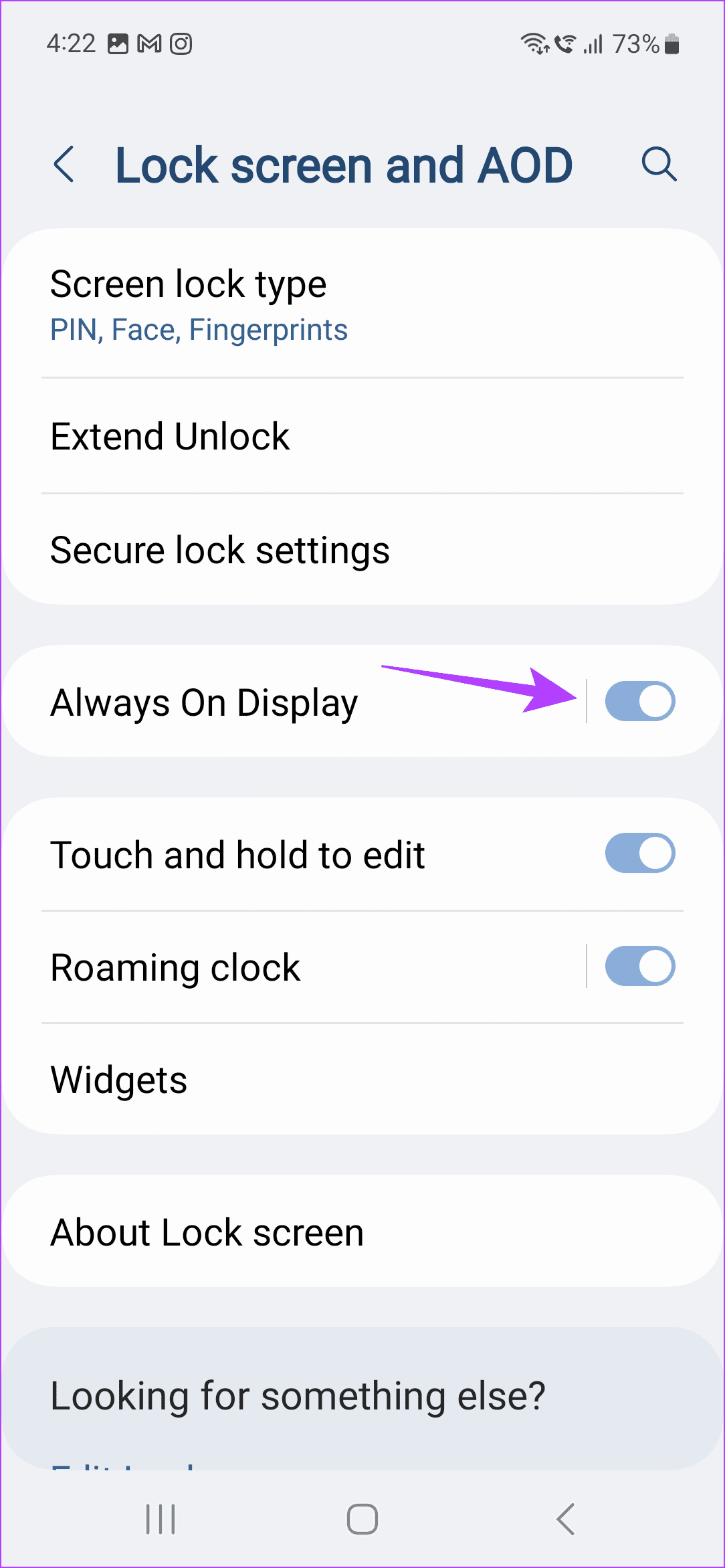 Turn off the Always On DIsplay toggle