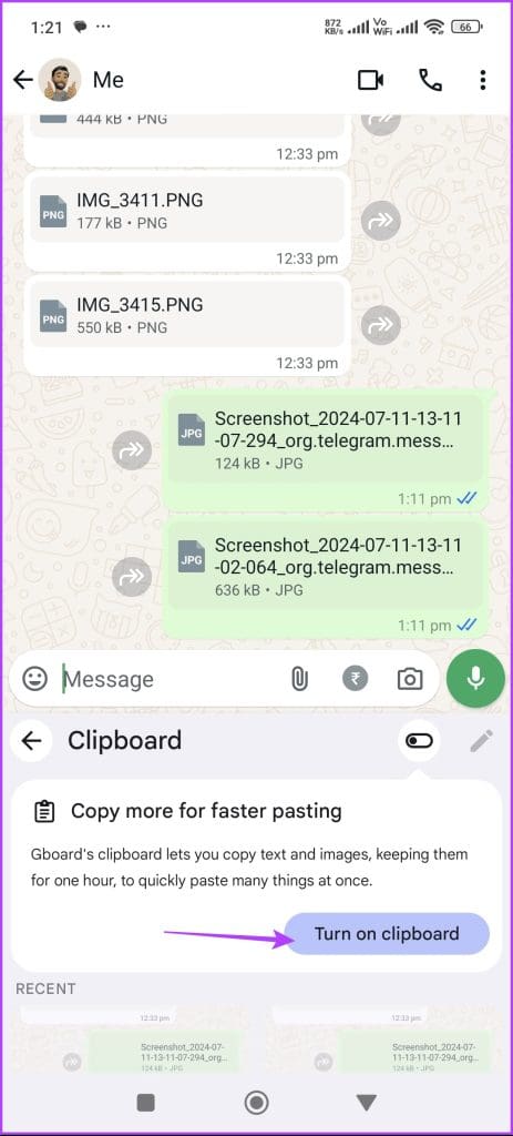 Turn on Clipboard option