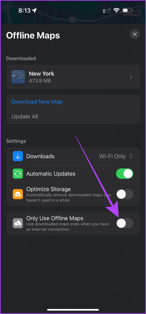 Turn on Offline Maps in Apple Maps