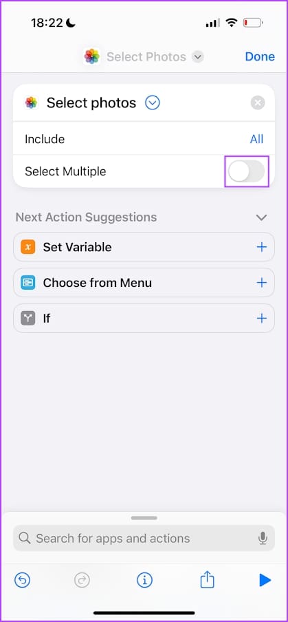 Turn on toggle for select Multiple