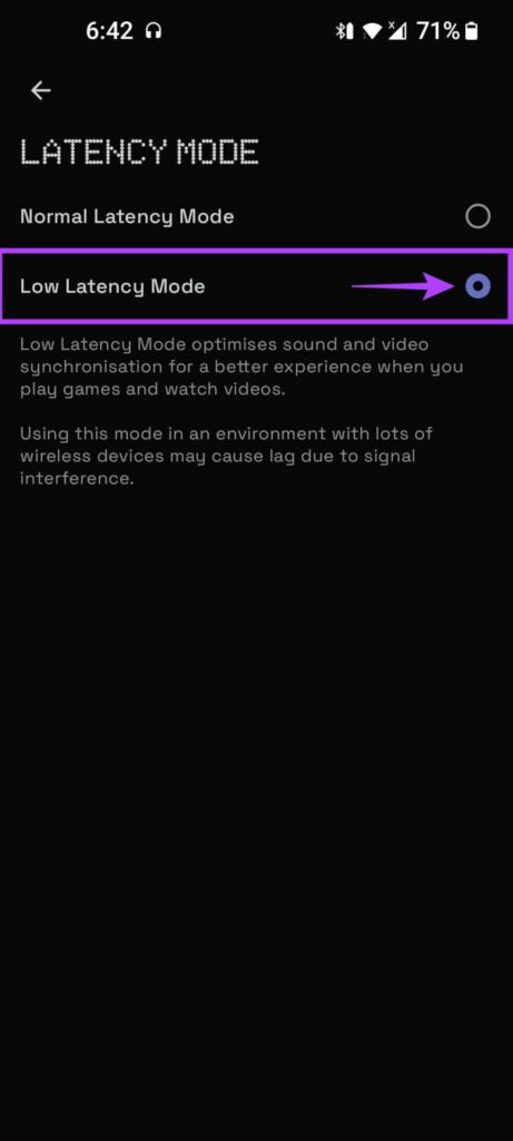 turn on latency mode