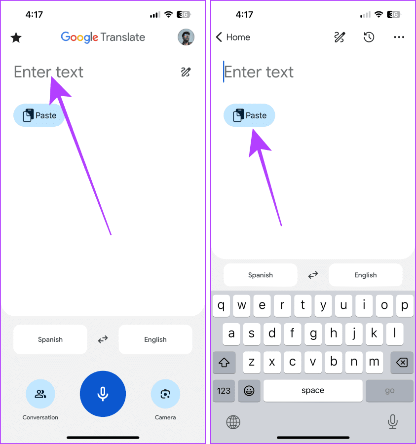 Type Text in Google Translate App