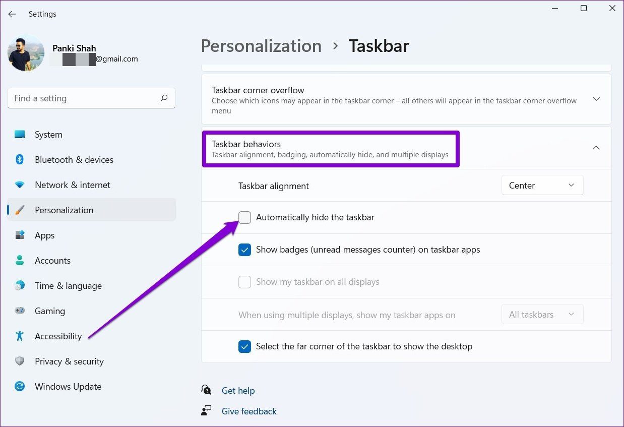 Unhide Taskbar on Windows 11