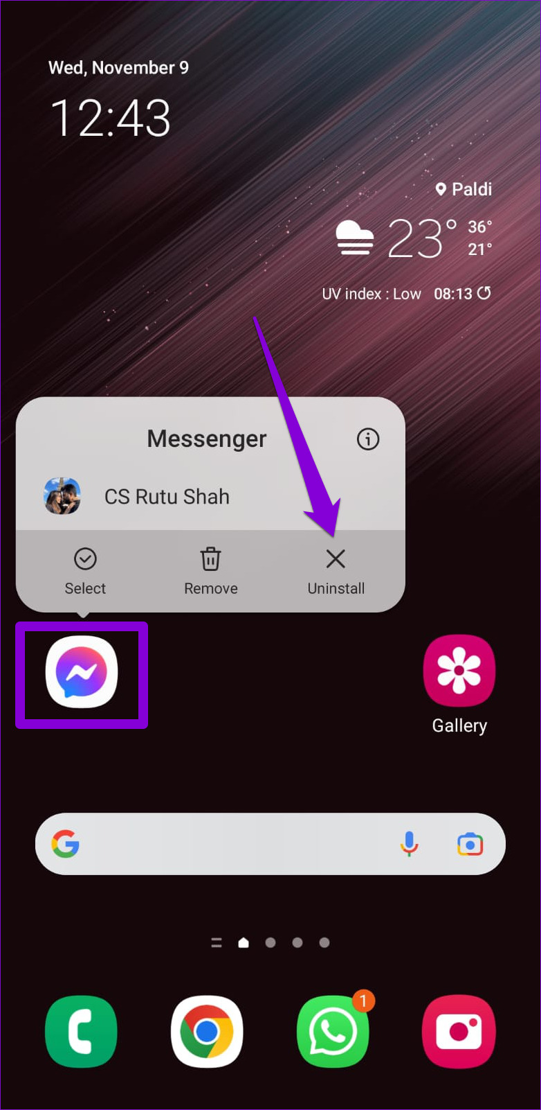 Uninstall Messenger on Android