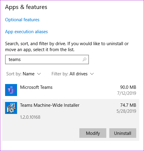 Uninstall Microsoft Teams on Windows 10 2