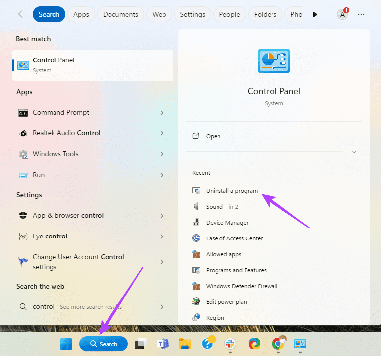 Uninstall a program 2