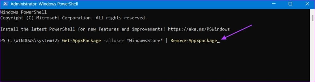 Uninstall the Microsoft Store
