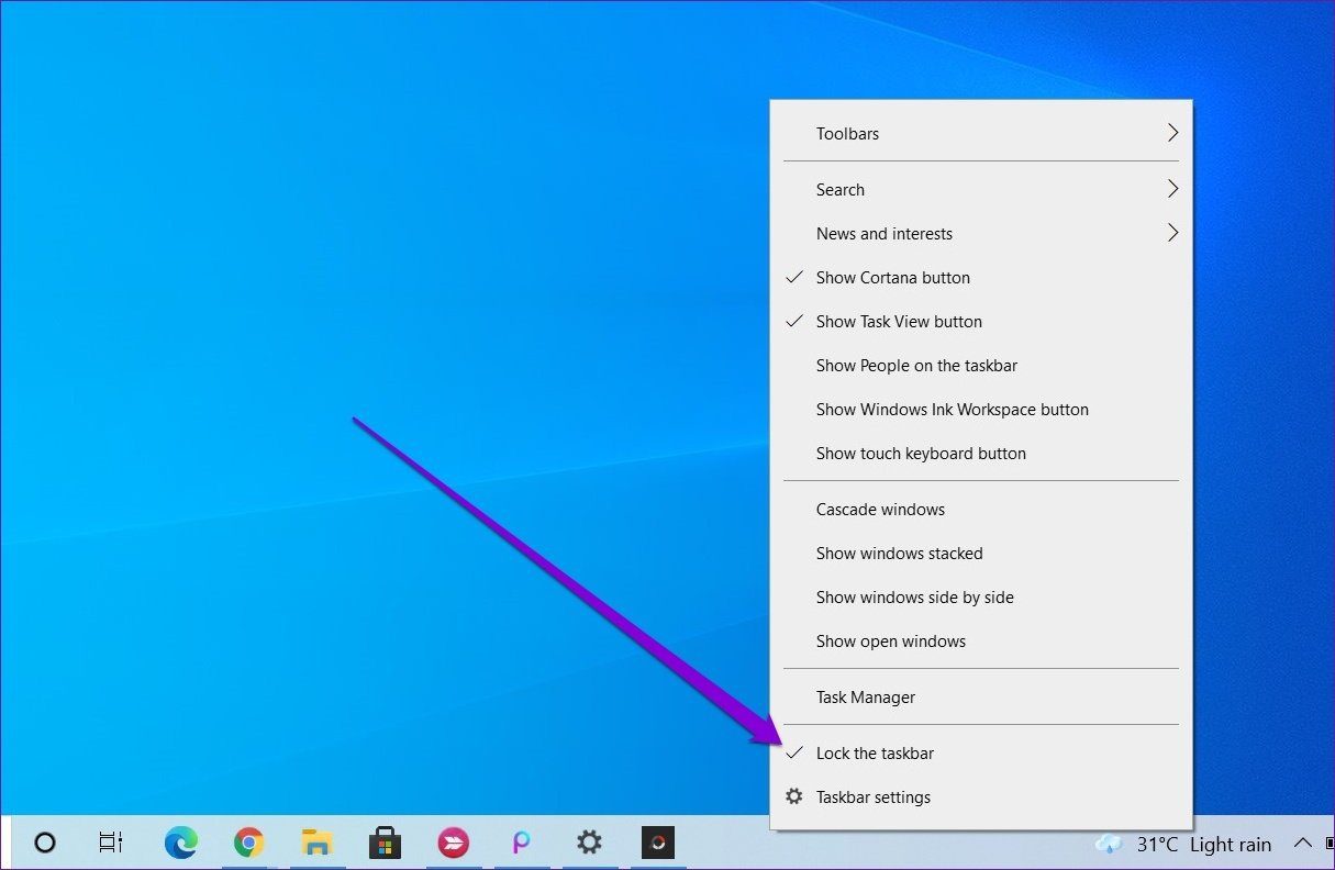 Unlock Taskbar on Windows 10