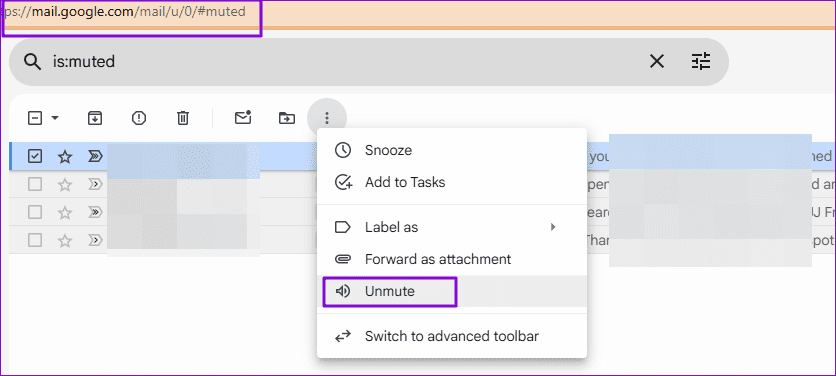 Unmute Menu Gmail Email