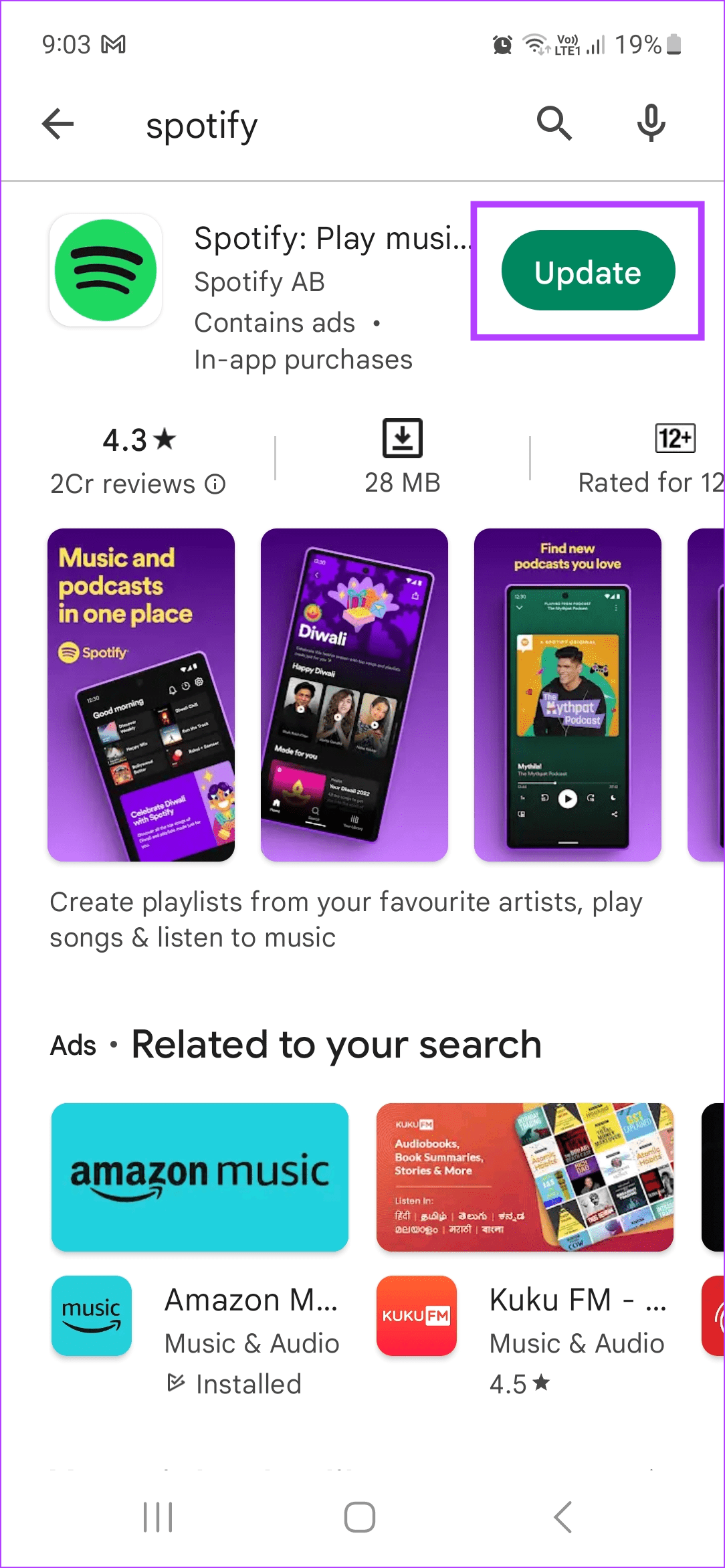 Update Spotify on Android 