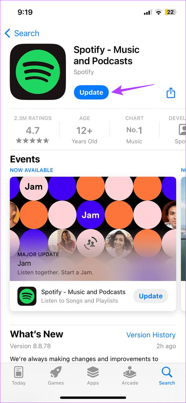 Update Spotify on iPhone 