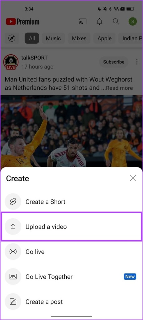 Select Upload a Video