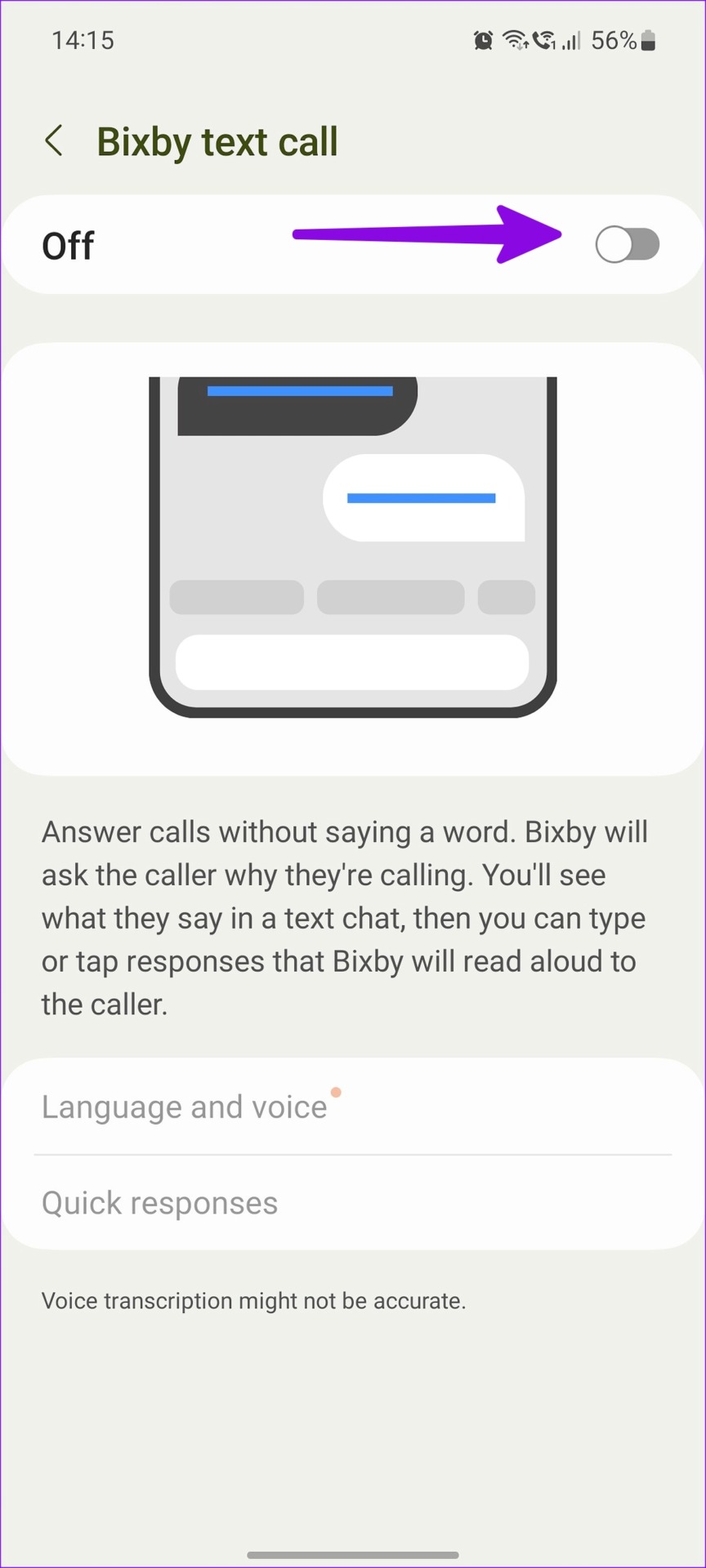 enable bixby text call