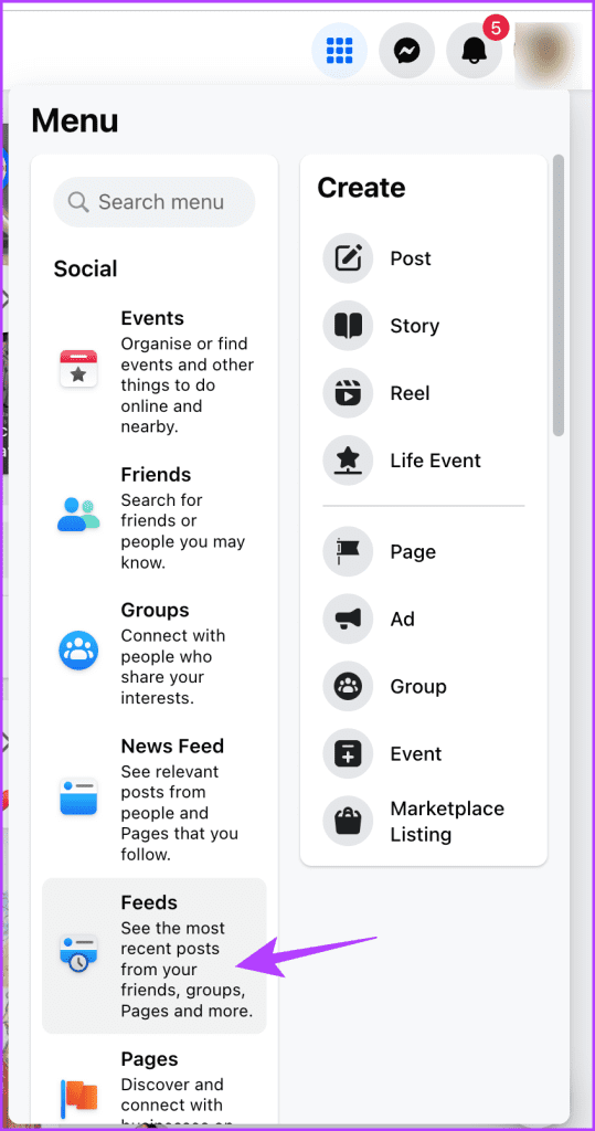 Tap the Menu option and select Feeds