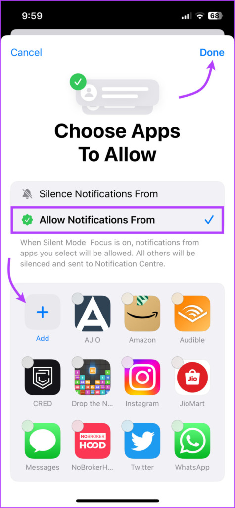 Select no app to ensure completely silence iPhone