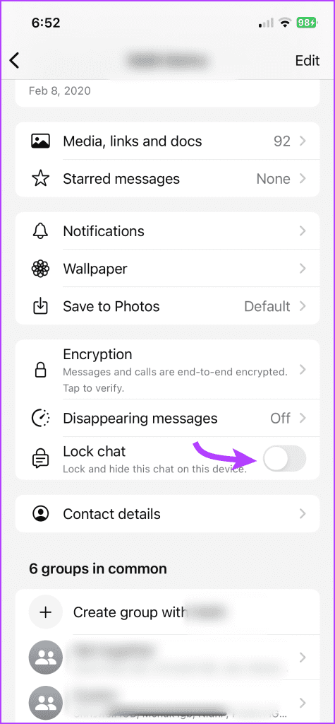 Toggle on Chat Lock on WhatsApp