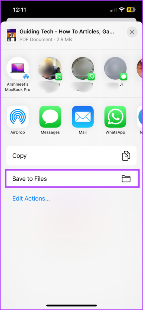 Tap Save to Files 