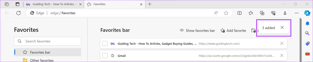 Use Undo to Recover Recently Deleted Favorites in Edge 2