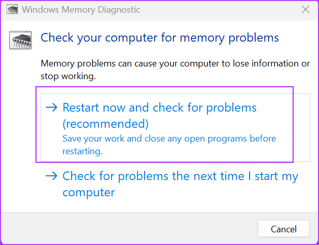Use Windows Memory Diagnostic Tool