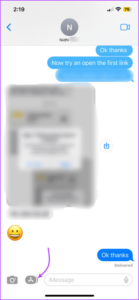 Select the App Store icon in Messages app