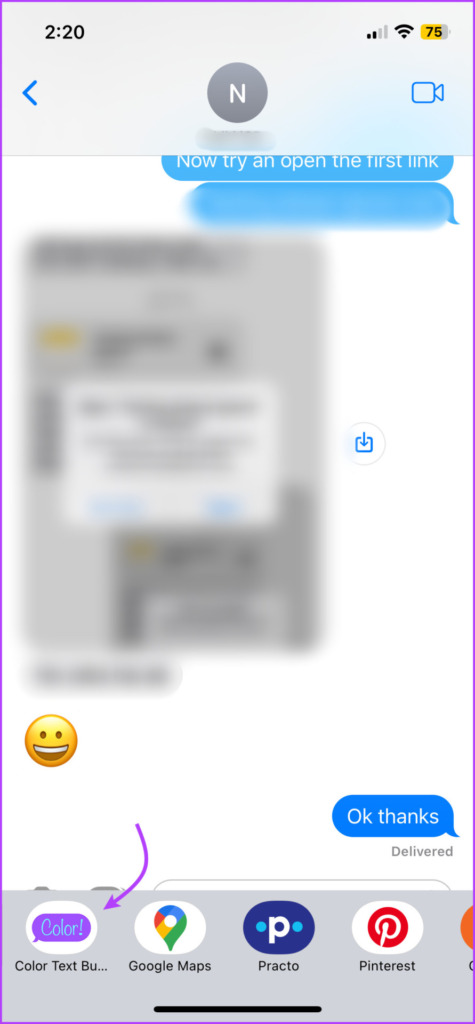 Open Color Text Bubbles on the iMessage 