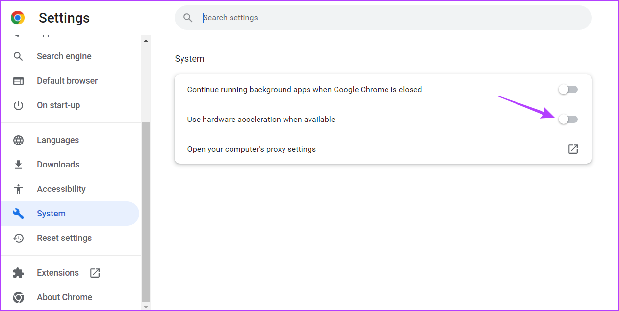Use hardware acceleration when available option of Chrome