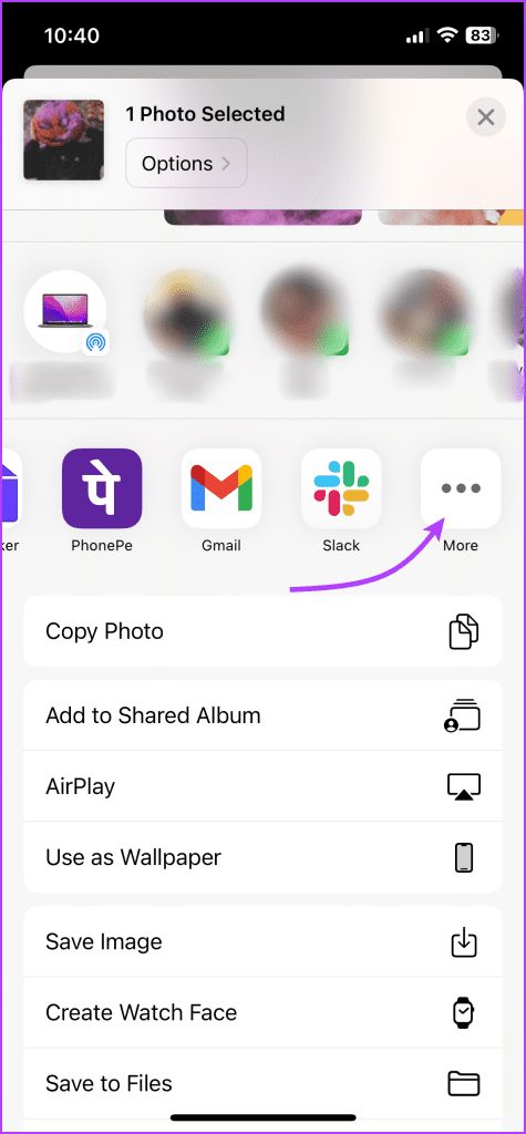 Tap the three dot icon to select Books app