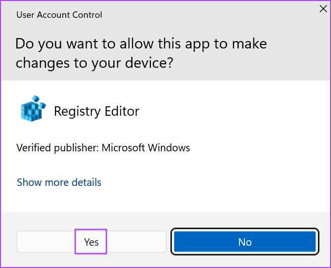 User account control window 