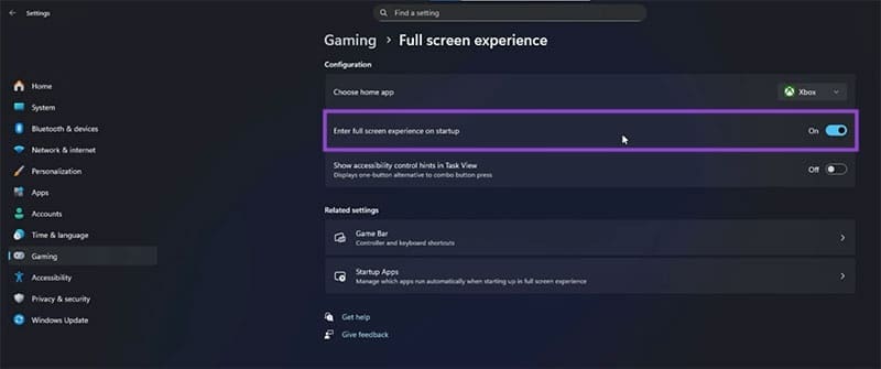 Using Windows 11 Xbox Fullscreen Experience 5