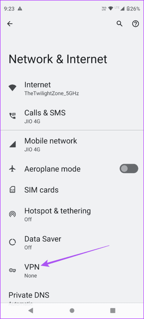 VPN settings android