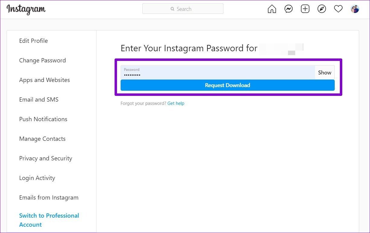 Verify Instagram Password
