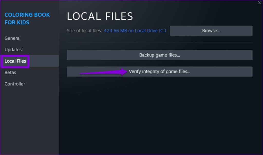 Verify Integrity of Game Files in Steam