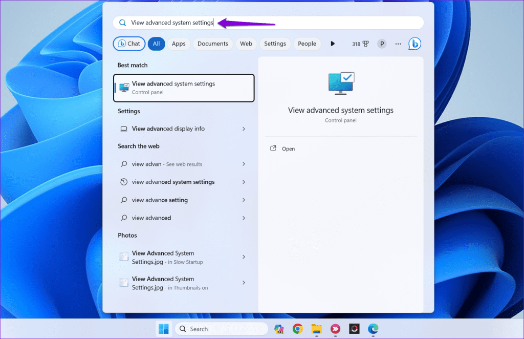 View Advanced System Settings on Windows
