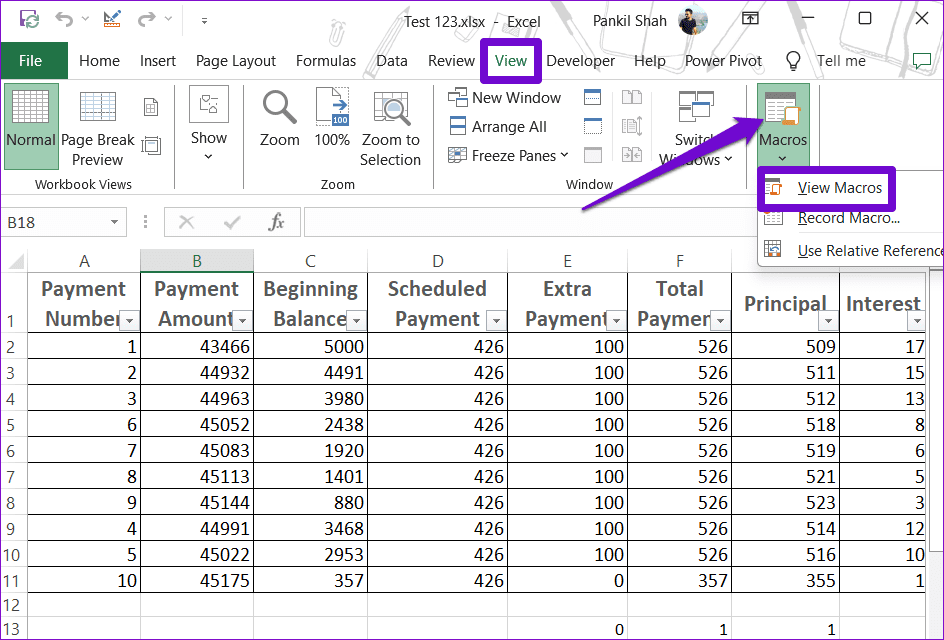 View Macros in Excel