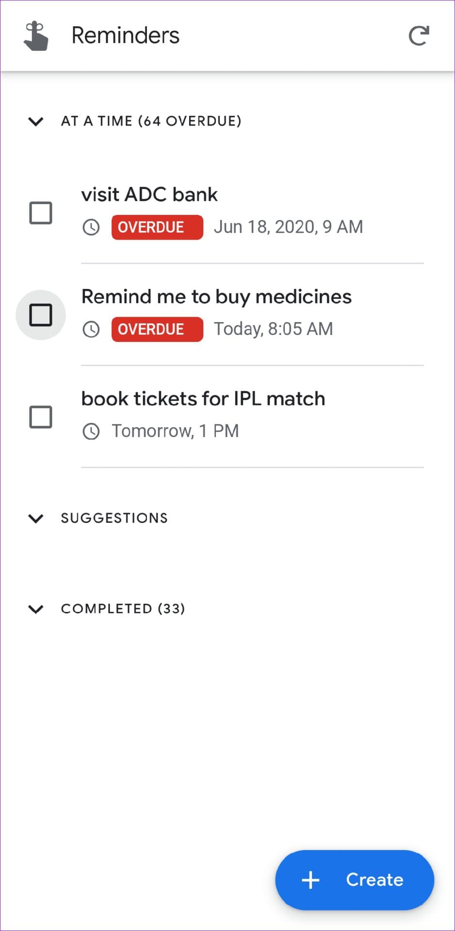 View Reminders in the Google App