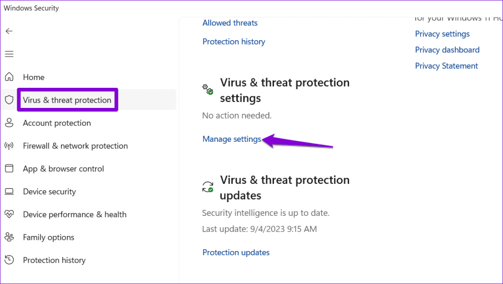 Virus and Threat Protection on Windows