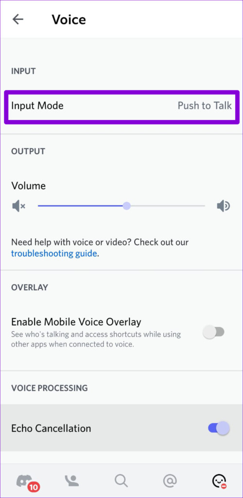 Voice Input Mode Discord