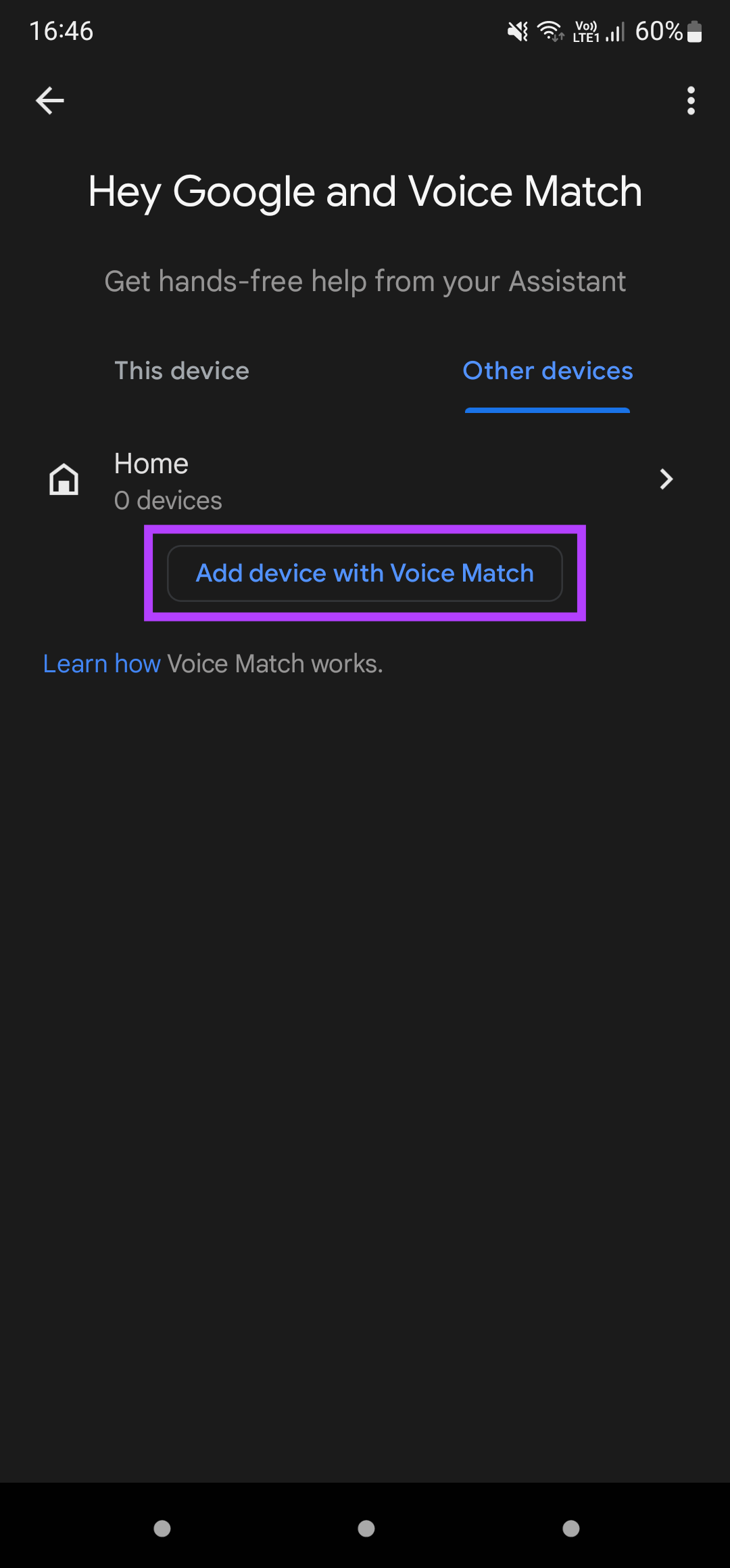 Add device with Voice Match