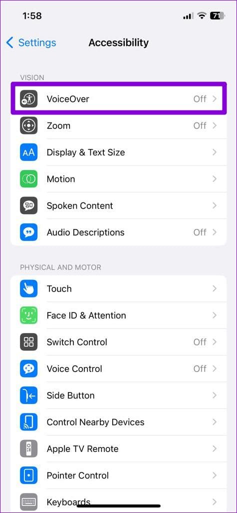 VoiceOver on iPhone