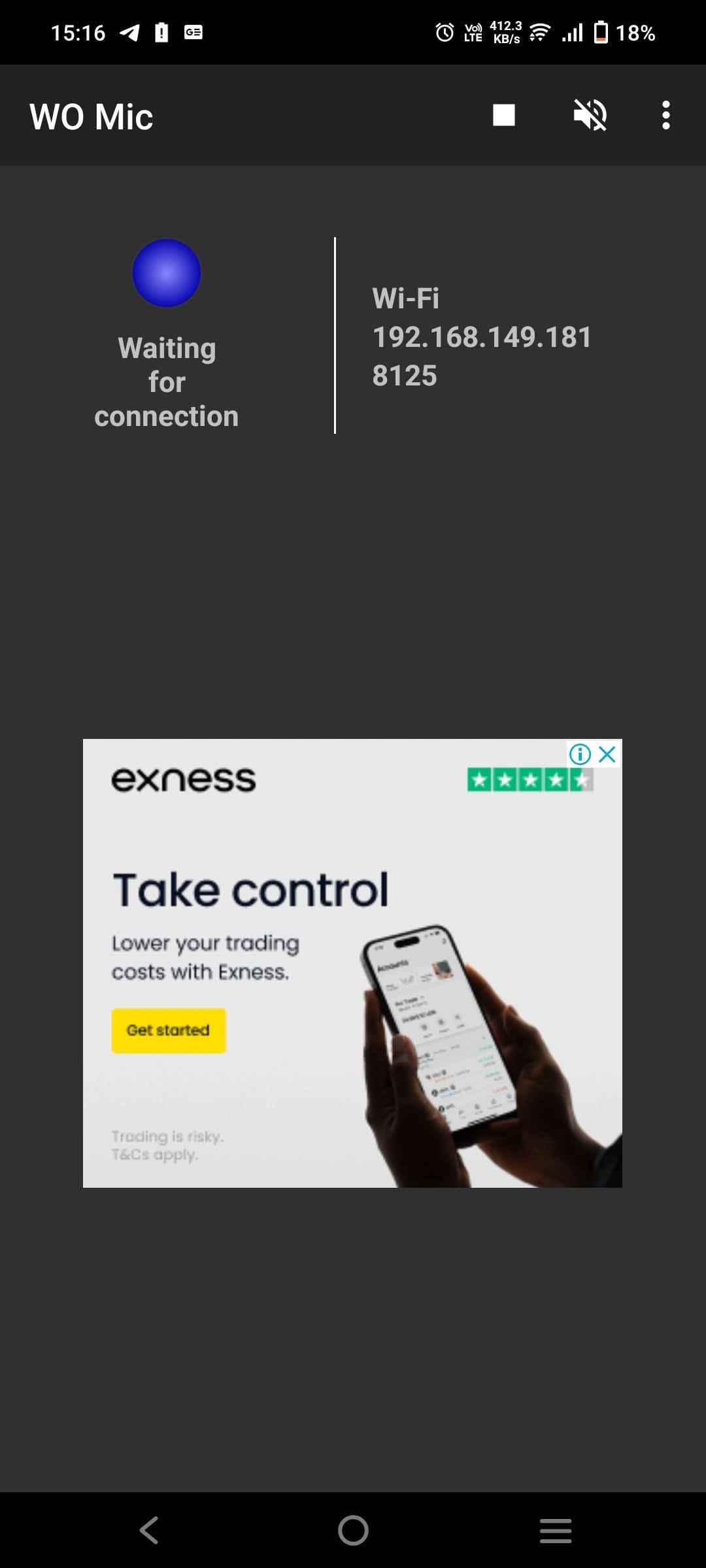Waiting for Connection WO Mic App