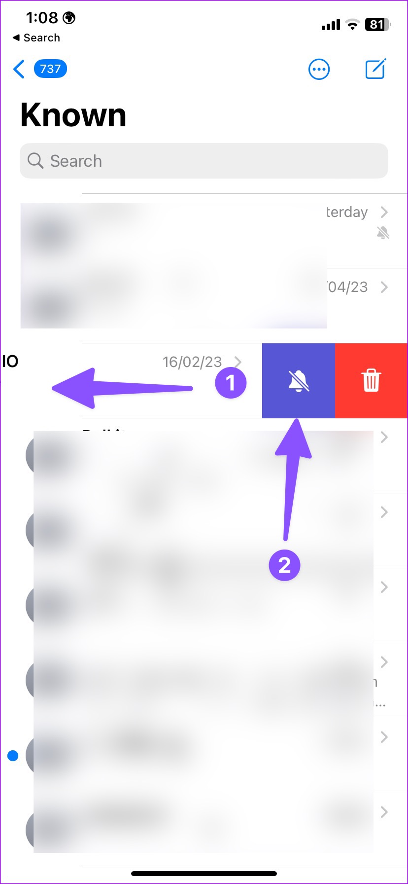 Hide alerts for chat on iPhone