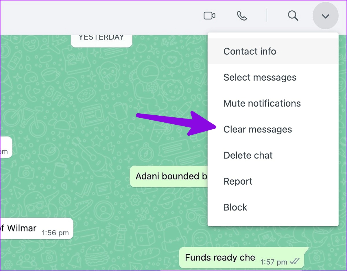 Borrar mensajes en WhatsApp para Mac