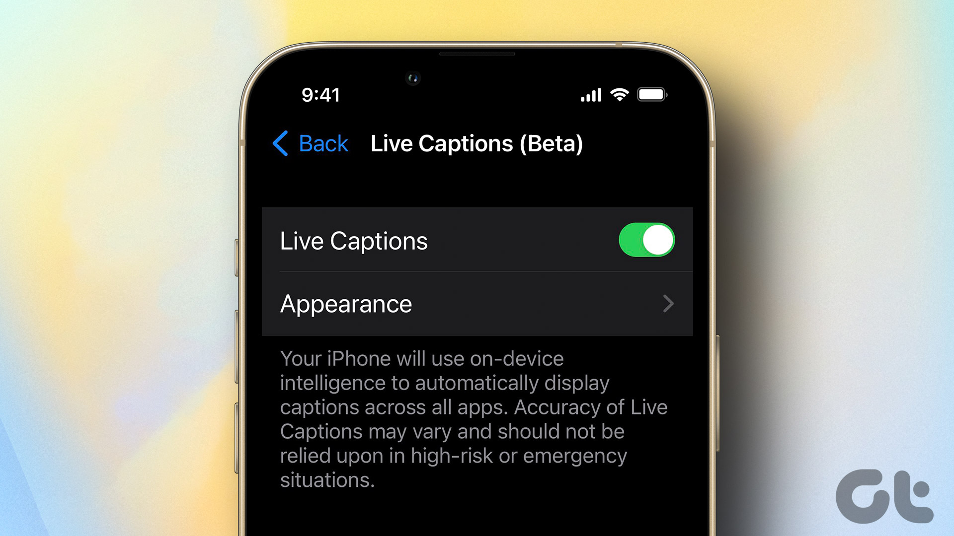 Live Captions on iPhone