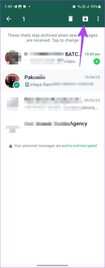 WhatsApp Android Chat Unarchive