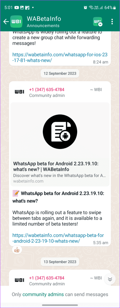 WhatsApp Community Announcement