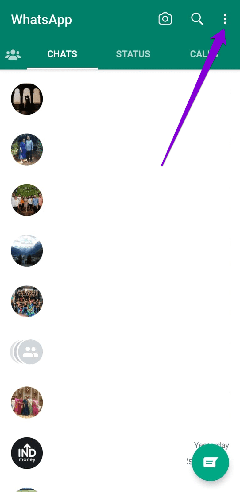 WhatsApp Menu on Android