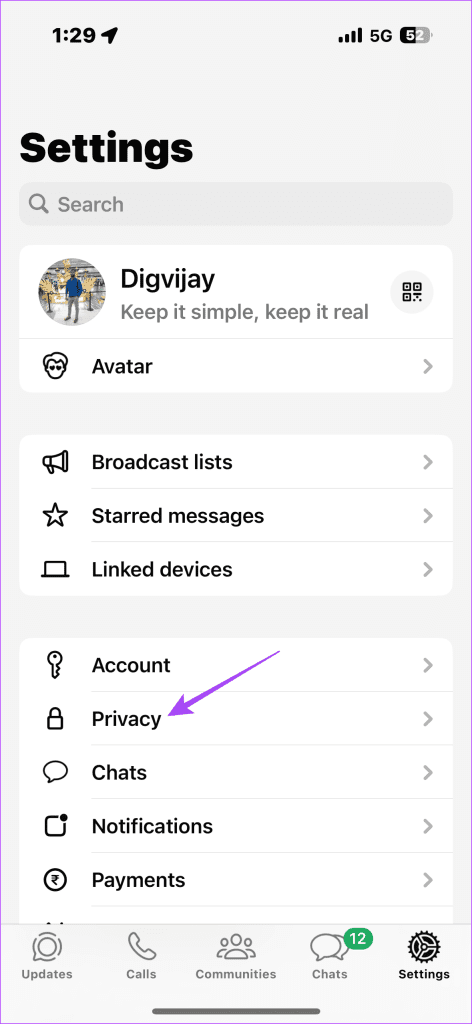 WhatsApp Profile in iPhone 1 - 2