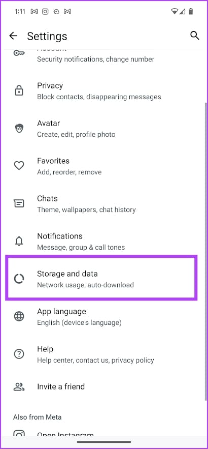 WhatsApp Storage and Data